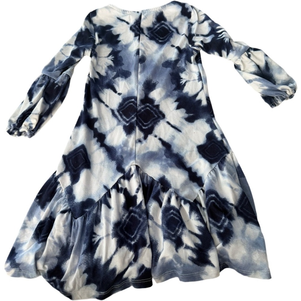 Trixxi Girl Tie Dye High Low Dress XXS Blue White Long Sleeve Asymmetrical Hem - Picture 3 of 5